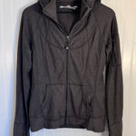 Athleta Full Zip Charcoal Gray Athletic Hoodie Thumb Hole Women’s Size Small Photo 0