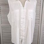 ZAC & RACHEL Sleeveless Button Down Collared Tank Pleated Front White Photo 0