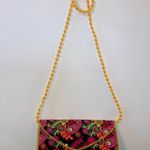 Handmade Black, Yellow, & Pink, Embroidered Purse Clutch Photo 3