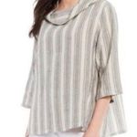 Bryn Walker  "Fran" Linen Tunic Top w Bell Sleeve Lagenlook L made in USA Photo 0