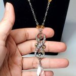 Dangle Clear Rhinestone Necklace 16" Unsigned Lobster Closure Photo 1