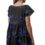 Urban Outfitters  Floral Bea Black Blue Mini Dress Ruffle Tiered Women’s M GRUNGE Photo 2