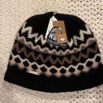 NEW TURTLEFUR WOMENS LAMBWOOL Patterned Black and Brown Beanie Photo 0