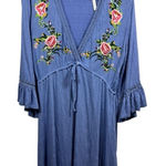 NWT ASOS‎ Floral Embroidered Bell Sleeve Maternity Dress Size 4 Feminine Boho Blue Photo 0