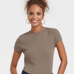 A New Day Women's Slim Fit Short Sleeve Ribbed T-Shirt -  Brown Photo 0