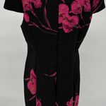 Betsey Johnson Magenta Floral Puffy Cap Sleeve Scuba Sheath Slit Dress Size 14 Photo 3