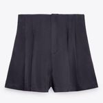 ZARA SATIN EFFECT PLEATED High Waist Shorts w/ Pleats Black Size XS NEW Photo 5