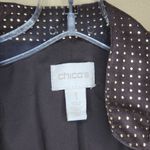 Chico's Chocolate Brown Open Front Faux Leather Lined Jacket Gold Studded Size 1 Photo 3