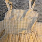 GINGHAM yellow summer corset laced midi dress with pockets Size L Photo 0