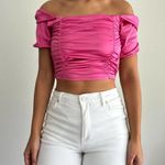 Popular 21 NEW Hot pink metallic barbie lace up crop top Photo 3