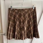 Sunday Best Aritzia Brown and Green Plaid Pleated Mini Skirt Size 6 Photo 1
