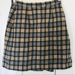 Moschino VTG jeans 26 Y2K plaid pleated Academia wool brown skirt Photo 1