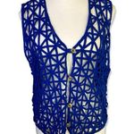 ⭐️VINTAGE AGAPO Open Weave Royal Blue Vest Size 6 Photo 0