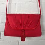 La Regale Vintage  Red Satin Crossbody Tassel Bag Photo 11