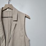 Eileen Fisher Womens Tan Collared Lyocell Linen Longline Vest Size L Minimalist Photo 3