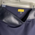 St. John  Pencil Skirt Women’s Sz 8 Navy Blue With Leather Trim Classic Photo 6
