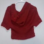Blue Asphalt Red Cardigan Sweater with Hood Photo 1