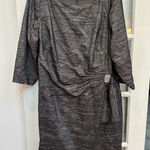 Jessica Howard  Gun Metal Steel Grey Ruched Formal Midi Dress Plus Size 24W Photo 0