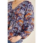 Maeve ANTHROPOLOGIE  Cathy Pleated Blue Jungle Top Medium Photo 1