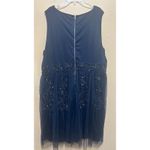 Maya Deluxe Plus Size Blue Beaded Embellished Sleeveless Tulle Dress Blue Photo 1