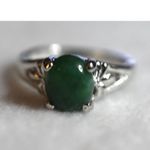 Source Unknown Mystical Green Stone Silver Tone Art Deco Band Casual Unisex Y2K Size 10 Ring Photo 3