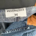 Western Ethics Vintage Denim Faux Suede Stretch Denim Shirt Jacket size small Blue Photo 8