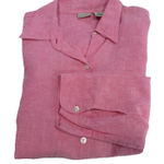 LL Bean Mauve Pink Washable Linen 3/4 Sleeve Button Up Shirt Size MEDIUM Photo 0