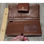Fossil  Floral Wallet Brown Leather Accent‎ Snap Closure Photo 4