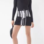 BDG  Ruby Striped Zip-Front Skirt Denim Black White Monochrome Mini Skirt Medium Photo 4
