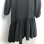 Jill Stuart Black Silk Asymmetrical Drop Waist Long Sleeve Peasant Dress Sz 0 Photo 3