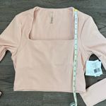 Beyond Yoga Heather Rib Frame Cropped Pullover - Size M - Cream Pink Heather NWT Photo 7