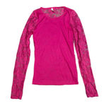 Color Story Hot Pink Lace Long Sleeve Top | Size Small Photo 0