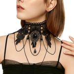 Gothic Retro Black Lace Lolita Necklace Pendant‎ Vampire Chain Lace Necklace Photo 12