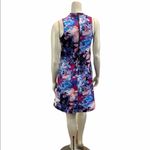 Belle Sky BELLE + SKY Fit Flare Multicolor Sleeveless Mini Blue Pink Zip Back Casual Dress Photo 3
