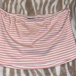 SheIn Pink And White Striped Strapless Top Photo 2