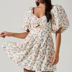 ASTR  the Label White Floral Serilda Cutout Puff Sleeve Mini Dress Cottage Sz XS Photo 0