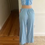 Colsle Stylish blue gingham two-piece set featuring a crop top and wide-leg pants. Photo 3