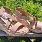 Catherine Malandrino  Estaria Wedge Strappy Sandal Nude Vegan Sz 9 NIB Photo 0