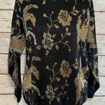 Diana Marco Vintage 80's Crewneck Sweater Black w Gold/Silver Floral Design-M/L Photo 0