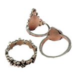 Lot of 3 Silver Tone Blue Teardrop, Floral & Oval Cabochon Size 6.25 Rings Photo 5