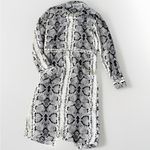 THE SHIRT Rochelle Behrens $195 Snake Python Print‎ Shirt Dress Size XSmall Black Photo 9