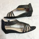 Charter Club Pewter Rhinestone Embellished Strappy Wedge Sandals Size 7.5 Photo 9