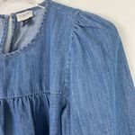 J.Crew  Factory Chambray Puff-Sleeve Top in Cotton-Tencel Blue Size XS EUC A875 Photo 3