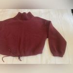 Old Navy Medium Cropped Sherpa Turtleneck Sweater Cozy maroon fleece sweater. Photo 6