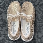 Gypsy Jazz size 10 rose gold animal print slip on shoes with laces new w/out box Tan Photo 7
