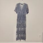 Honey Punch Mila Lace Maxi Romper Dress Dusty Blue size medium Photo 1