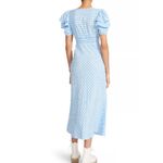 Betsey Johnson Size XL Blue Checkered Puff Sleeve Plaid Midi Dress Casual Flirt Photo 1