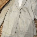 Salvatore Ferragamo 100% Cotton Cream Blazer Jacket Skirt Set Size 10/12 Photo 3