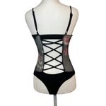 Willow Floral Lace Up Back Bustier Bodysuit Medium Women's‎ Romantic Black Photo 1