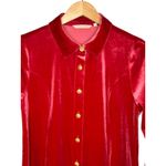 Soft Surroundings  Red Velvet Button Up Shirt Long Sleeve Women Size Medium Photo 3